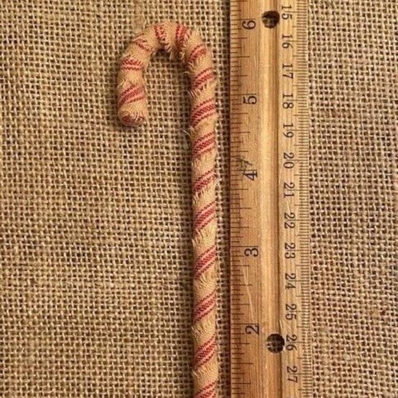 12 Primitive 6" Handmade Fabric Candy Canes Christmas Ornaments farmhouse decor - Picture 5 of 6